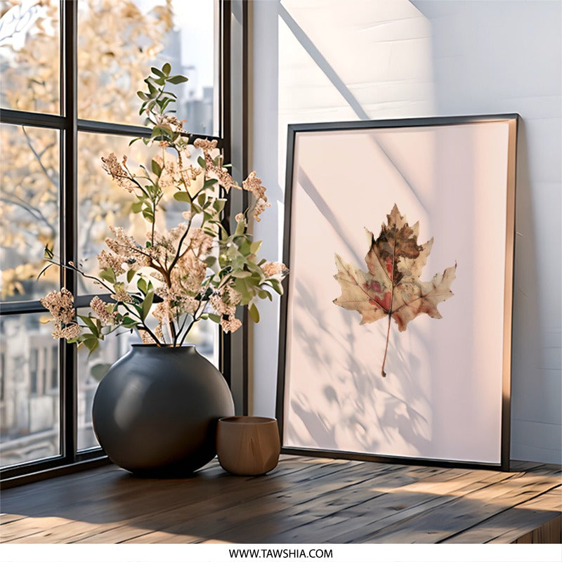 Maple Leaf Wall Art Print, Botanical Art, Autumn Decor, Fall Foliage, Nature Print, Leaf Print, Wall Decor, Home Decor, Modern Wall Art - Tawshia