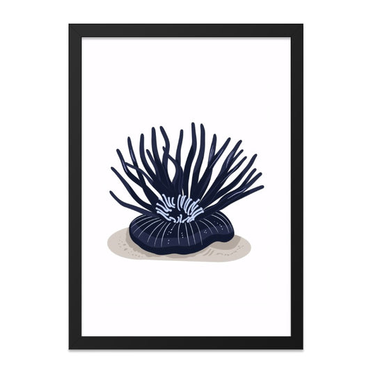 Sea Anemone Wall Art, Ocean Inspired Art, Coastal Decor Print, Modern Home Art, Navy Blue Anemone, Nautical Wall Decor, Trendy Wall Art - Tawshia