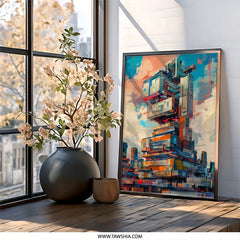 Futuristic Cityscape Wall Art, Abstract Building Print, Sci Fi Architecture Decor, Modern Home Wall Art, Contemporary Office Wall Art - Tawshia