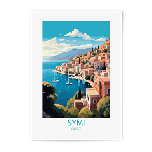 Symi Greece Photographic Print, Greek Island Art, Coastal Wall Decor, Mediterranean Art Print, Travel Poster, Symi Island Print - Tawshia