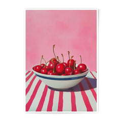 Cherry Bowl Photographic Prints, Kitchen Art, Fruit Still Life, Pink Wall Art, Food Photography, Minimalist Decor, Sweet Cherries - Tawshia