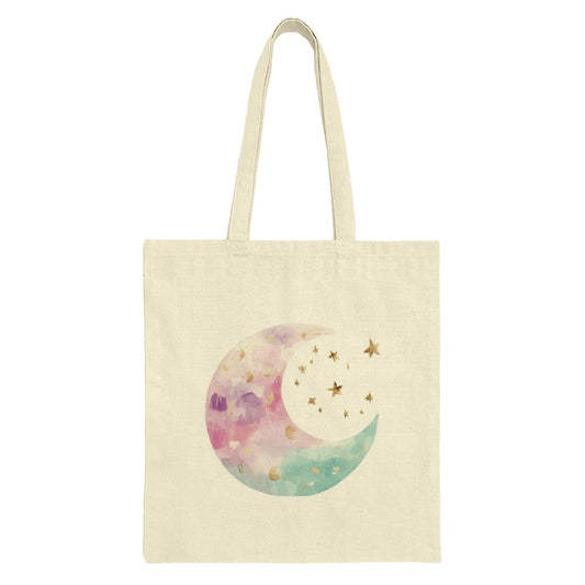 Moon Tote Bag, Watercolor Crescent Moon, Starry Sky, Celestial Tote Bag, Elegant Tote Bag, Versatile Bag, Stylish Tote, Gift Idea - Tawshia