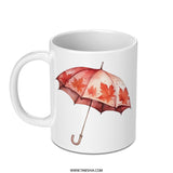 Fall Umbrella Mug, Autumn Leaves Design, Seasonal Drinkware, Coffee Mug, Tea Cup, Cozy Gift, Fall Decor, Thanksgiving Gift Idea SKU: MG10004205 - Tawshia