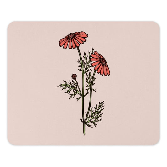 Floral Mouse Pad, Chamomile Flower, Botanical Desk Accessory, Cute Computer Mat, Pretty Office Decor, Gift for Her, Floral Lover - Tawshia