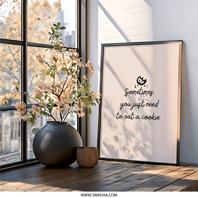 Eat A Cookie Wall Art, Funny Food Print, Kitchen Decor, Dessert Quote, Cute Home Decor, Treat Yourself Wall Decor, Sweet Tooth Art - Tawshia