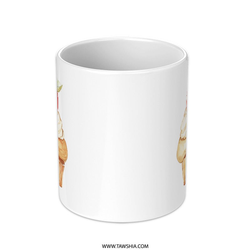 Apple Cupcake Mug, Watercolor Design, Dessert Lover Gift, Coffee Mug, Tea Cup, Cute Kitchen Decor, Unique Mug, Sweet Treat Gift - Tawshia