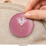 Heart Key Pinback Button, Pink Button, Love Button, Gift for Her, Valentine's Gift, Cute Button, Unique Button, Trendy Pin, Art Button - Tawshia