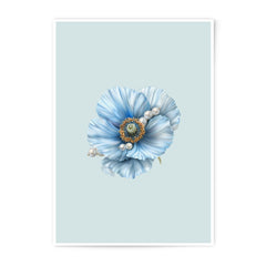 Blue Poppy Print, Flower Wall Art, Botanical Decor, Floral Photographic Prints, Pearl Accent, Delicate Artwork, Modern Home Decor - Tawshia
