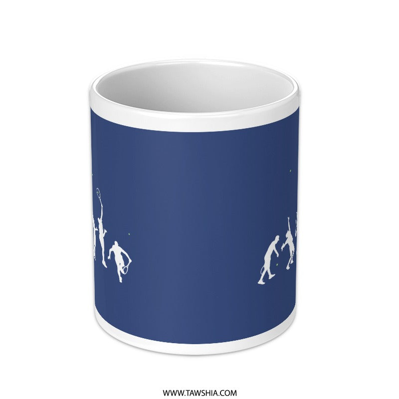 Tennis Players on Blue Background Mug product