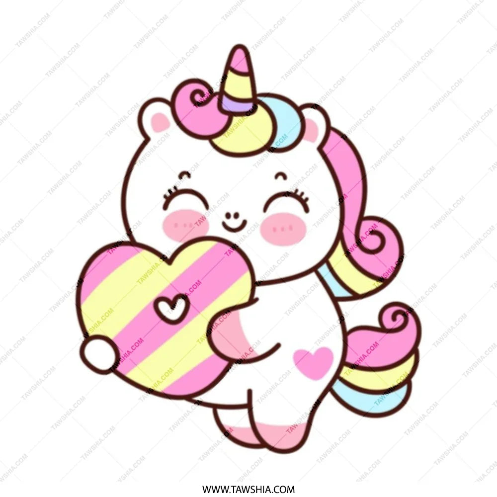 Cute Unicorn Tote Bag, Kawaii Unicorn, Heart Tote Bag, Pastel Unicorn, Cartoon Unicorn, Gift for Unicorn Lover, Magical Creature Tote - Tawshia