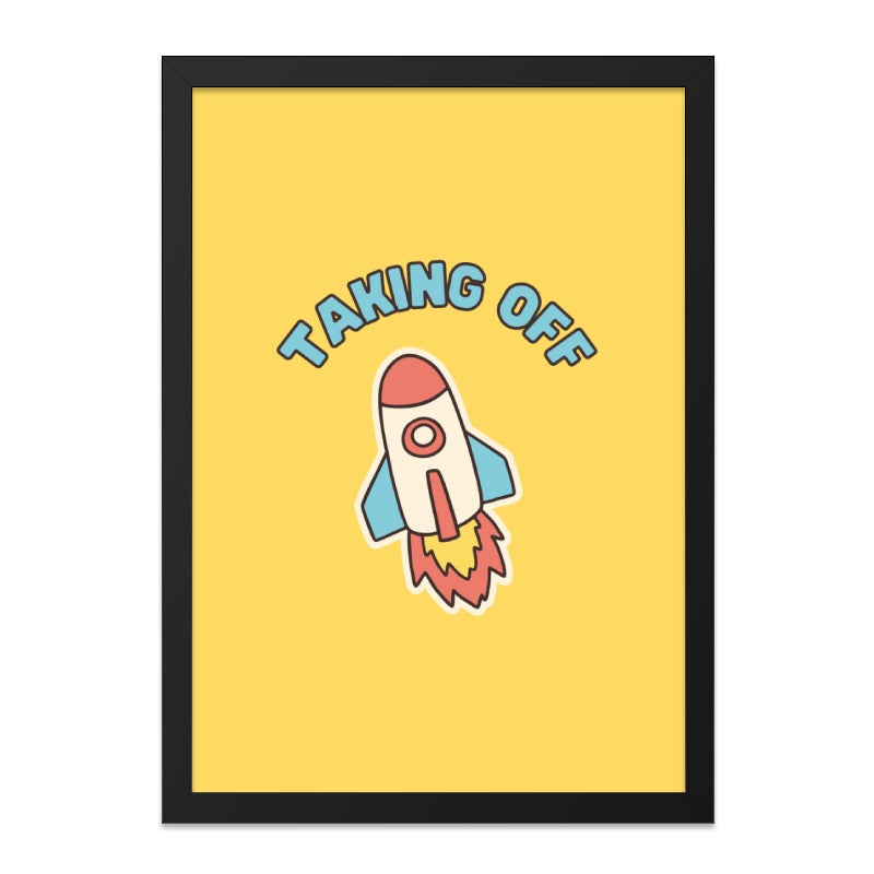 Rocket Wall Art, Space Theme Decor, Taking Off, Kids Room Art, Nursery Print, Playroom Art, Cartoon Rocket, Bright Wall Art, Cute Print - Tawshia