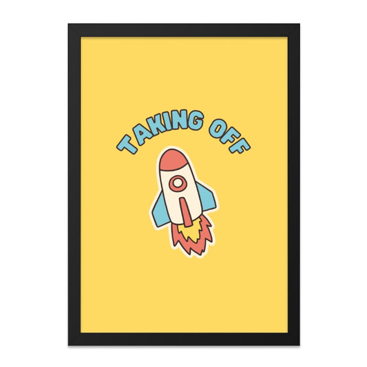 Rocket Wall Art, Space Theme Decor, Taking Off, Kids Room Art, Nursery Print, Playroom Art, Cartoon Rocket, Bright Wall Art, Cute Print - Tawshia