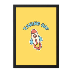 Rocket Wall Art, Space Theme Decor, Taking Off, Kids Room Art, Nursery Print, Playroom Art, Cartoon Rocket, Bright Wall Art, Cute Print - Tawshia