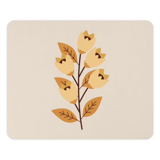 Floral Mouse Pad, Botanical Computer Accessory, Beige Yellow, Modern Office Decor, Nature Inspired, Aesthetic Gift, Desk Mat, Mousepad - Tawshia