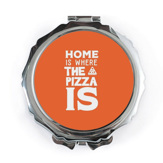 Pizza Lover Pocket Mirror, Funny Foodie Gift, Home Is Where The Pizza Is, Compact Mirror, Pizza Graphic, Unique Pizza Present - Tawshia