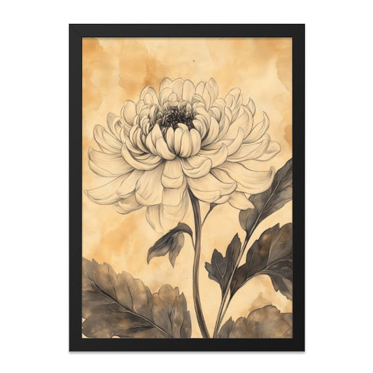 Chrysanthemum Wall Art, Floral Wall Decor, Botanical Art Print, Vintage Flower Painting, Flower Home Decor, Framed Wall Art - Tawshia