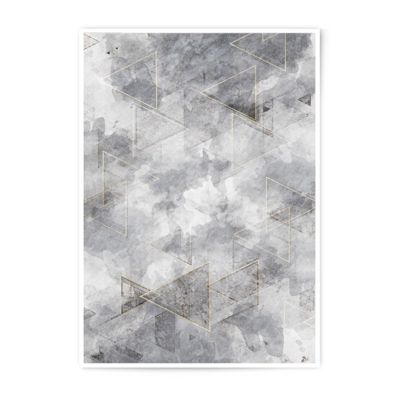 Geometric Triangle Photographic Print, Abstract Wall Art, Gray Gold Decor, Modern Home Decor, Minimalist Print, Unique Gift Idea - Tawshia