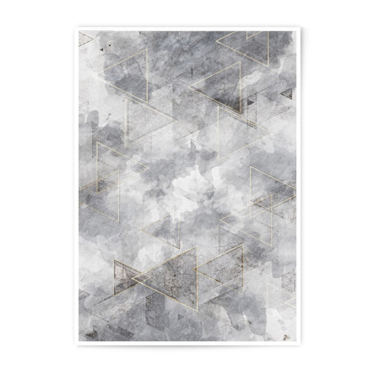 Geometric Triangle Photographic Print, Abstract Wall Art, Gray Gold Decor, Modern Home Decor, Minimalist Print, Unique Gift Idea - Tawshia