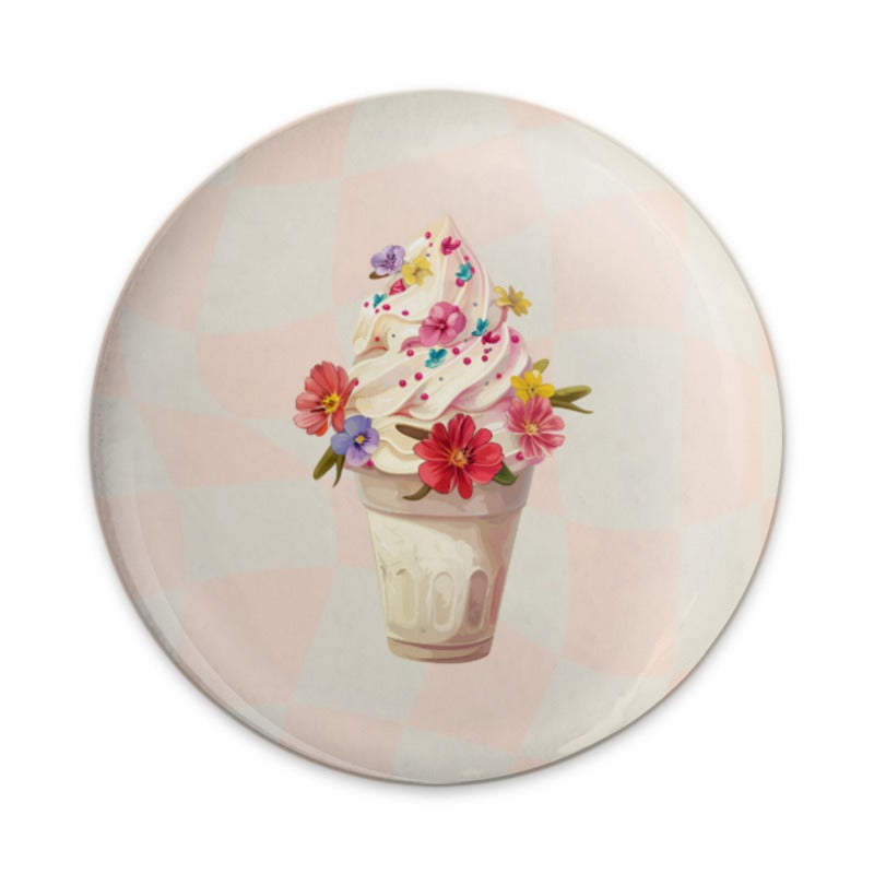 Floral Ice Cream Pinback, Cute Pinback, Pastel Aesthetic Pin, Food Pin, Summer Accessory, Kawaii Style, Girly Pin, Gift for Her, Badge - Tawshia