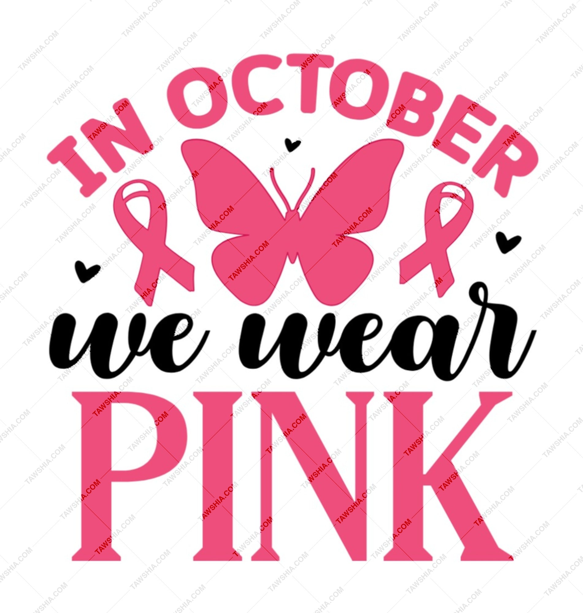 Pink October Mug, Breast Cancer Awareness Mug, Butterfly Ribbon Support, Gift for Survivor, Fighter Mug, October Pink Ribbon Mug - Tawshia