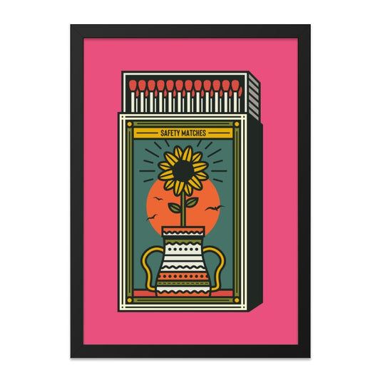 Sunflower Wall Art, Matchbox Art Print, Floral Decor, Vintage Inspired Artwork, Home Decor, Unique Wall Decor, Nature Print - Tawshia