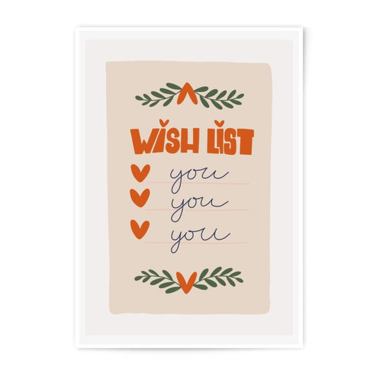 Wish List Photographic Print, You Wishlist Wall Art, Minimalist Decor, Valentines Day Gift, Love Gift, Home Decor, Heart Print - Tawshia