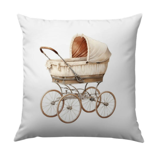 Vintage Pram Pillow, Antique Stroller Throw Pillow, Baby Carriage Decor, Victorian Style Pillow, Nursery Accent, Unique Pillow Gift, Home - Tawshia