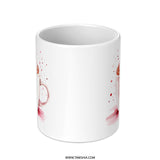 Hot Chocolate Mug, Heart Mug, Valentines Gift, Coffee Cup, Cocoa Cup, Watercolor Design, Heart Marshmallows, Valentines Mug - Tawshia
