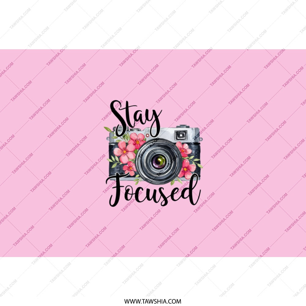 Stay Focused Tumbler, Camera Floral Tumbler, Photographer Gift Tumbler, Inspirational Tumbler, Pink Tumbler, Gift for Her - Tawshia