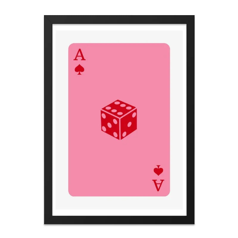 Ace of Spades Dice Wall Art, Pink Card Art Print, Minimalist Gaming Decor, Casino Theme Art, Luck Wall Decor, Game Room Art, Home Decor - Tawshia