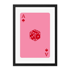 Ace of Spades Dice Wall Art, Pink Card Art Print, Minimalist Gaming Decor, Casino Theme Art, Luck Wall Decor, Game Room Art, Home Decor - Tawshia