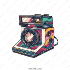 Retro Camera Tote Bag, Colorful Art Design, Unique Photography Gift, Stylish Canvas Bag, Reusable Shopping Bag, Trendy Accessories - Tawshia