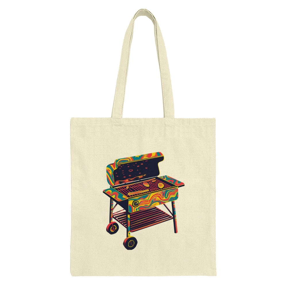 Colorful Grill Tote Bag, BBQ Lover Gift, Summer Tote, Unique Design Tote, Grilling Season Shopping Bag, Picnic Bag, Festival Bag - Tawshia