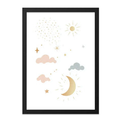 Celestial Wall Art, Nursery Decor, Moon Stars Print, Kids Room Art, Dreamy Sky Art, Baby Shower Gift, Whimsical Art Print, Unique Wall Decor - Tawshia