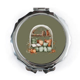 Cozy Reading Nook Pocket Mirror, Autumnal Bookshelf Mirror, Fall Decor, Gift for Book Lovers, Window Seat Pocket Mirror - Tawshia