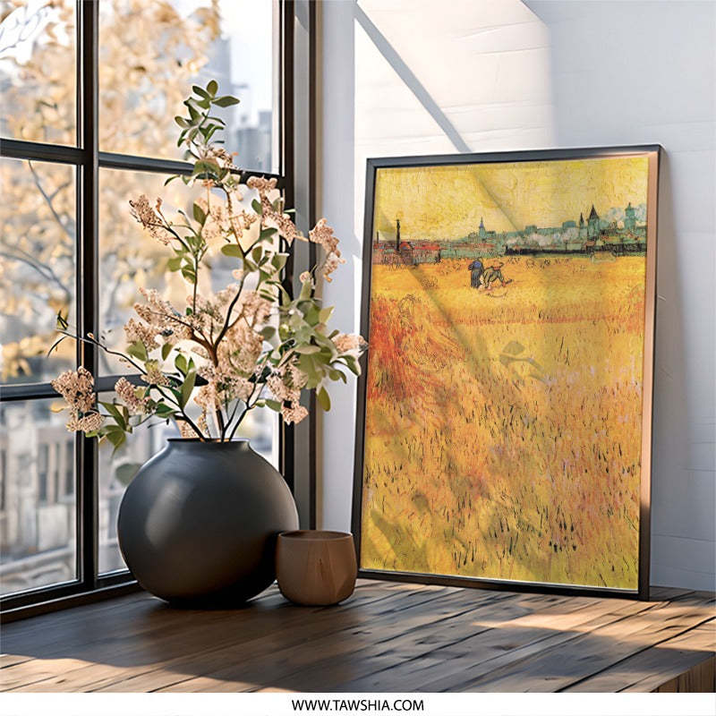 Van Gogh Wheatfield, Sheaves of Wheat Wall Art, Classic Art Print, Impressionist Artwork, Dutch Masters Painting, Golden Field Fine Art - Tawshia