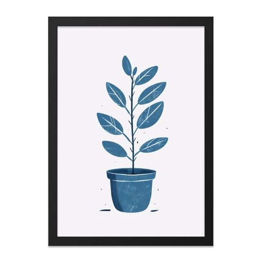 Plant Wall Art, Blue Plant Print, Potted Plant Art, Modern Home Decor, Botanical Wall Decor, Minimalist Wall Art, House Plant Gift - Tawshia