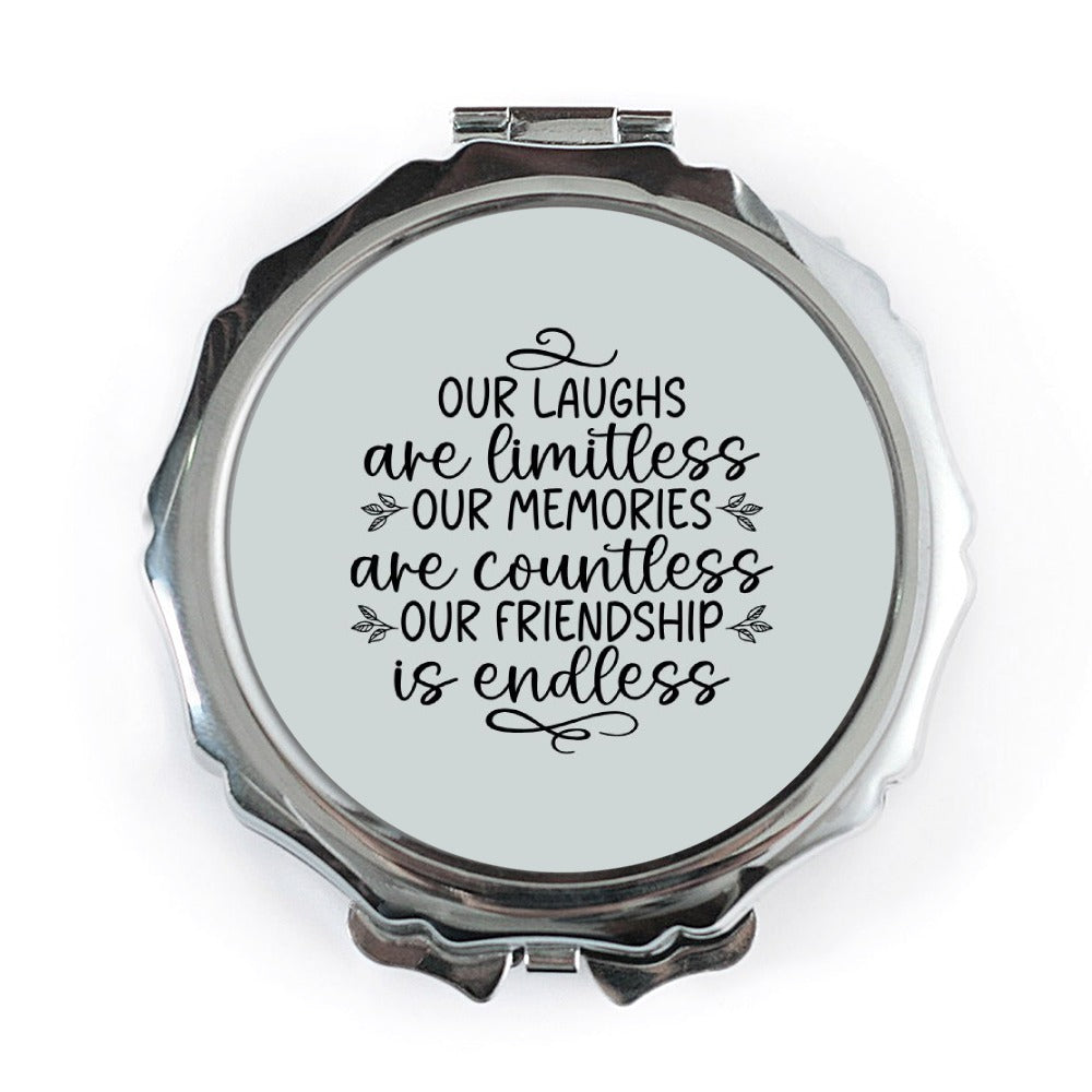 Friendship Pocket Mirror, Limitless Laughs Mirror, Memories Pocket Mirror, Endless Friendship Compact Mirror, Gift for Friend, Best Friend - Tawshia