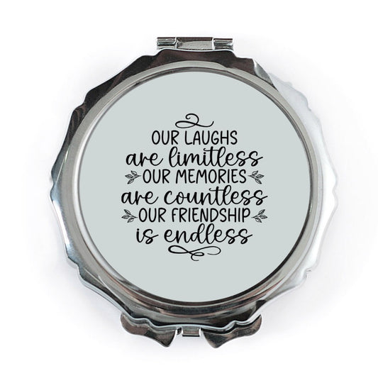 Friendship Pocket Mirror, Limitless Laughs Mirror, Memories Pocket Mirror, Endless Friendship Compact Mirror, Gift for Friend, Best Friend - Tawshia