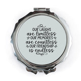 Friendship Pocket Mirror, Limitless Laughs Mirror, Memories Pocket Mirror, Endless Friendship Compact Mirror, Gift for Friend, Best Friend - Tawshia