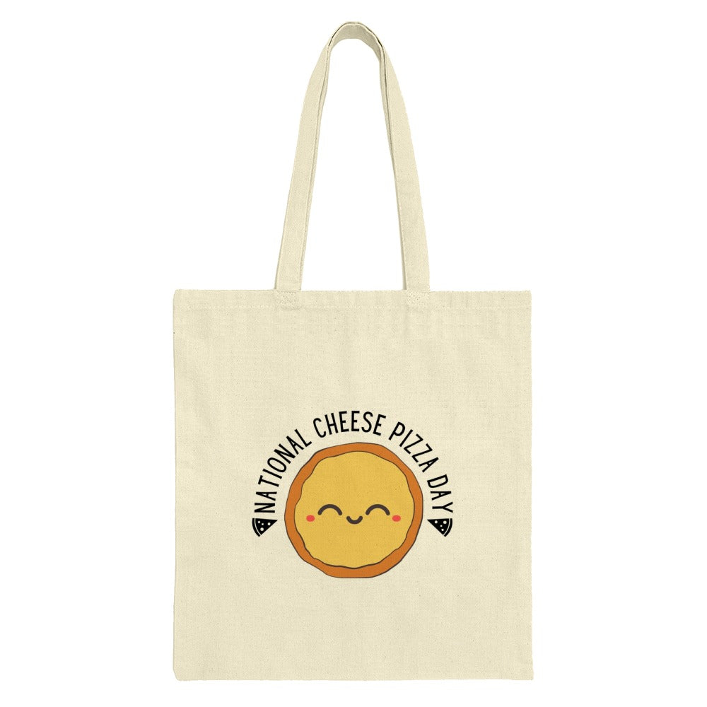 Cheese Pizza Day Tote Bag, Cute Foodie Bag, National Pizza Day Gift, Smiling Pizza Tote Bag, Gift For Pizza Lover, Whimsical Tote - Tawshia