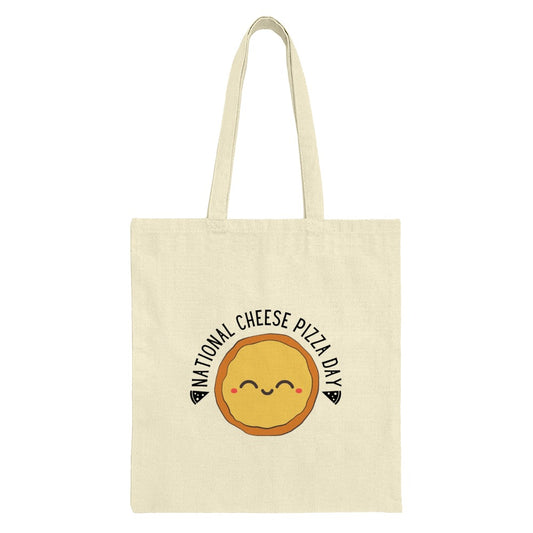 Cheese Pizza Day Tote Bag, Cute Foodie Bag, National Pizza Day Gift, Smiling Pizza Tote Bag, Gift For Pizza Lover, Whimsical Tote - Tawshia