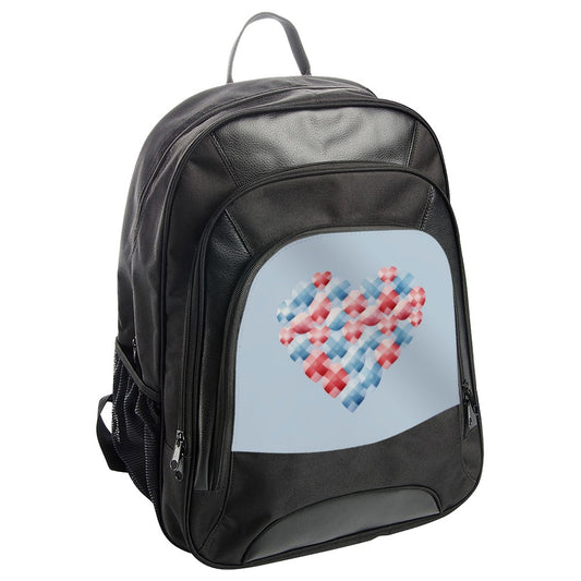 Heart Design BackPack, Red White Blue Backpack, Colorful Heart Pattern BackPack, Unique Gift BackPack, Stylish Heart BackPack - Tawshia
