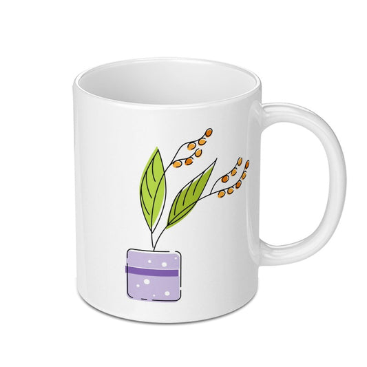 Cute Plant Mug, Floral Mug, Potted Plant Mug, Unique Mug, Coffee Mug, Tea Mug, Gift Mug, Office Mug, Kitchen Decor Mug, Plant Lover Gift - Tawshia