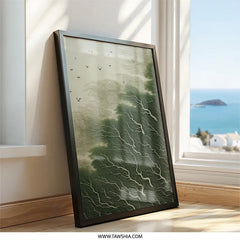 Bird Flight Over Trees Wall Art, Nature Inspired Print, Landscape Artwork, Modern Home Decor, Minimalist Wall Hanging, Serene Forest Scene - Tawshia