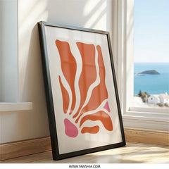 Abstract Wall Art Print, Modern Geometric Poster, Orange Pink Shapes, Contemporary Wall Decor, Stylish Home Art, Minimalist Art Print - Tawshia