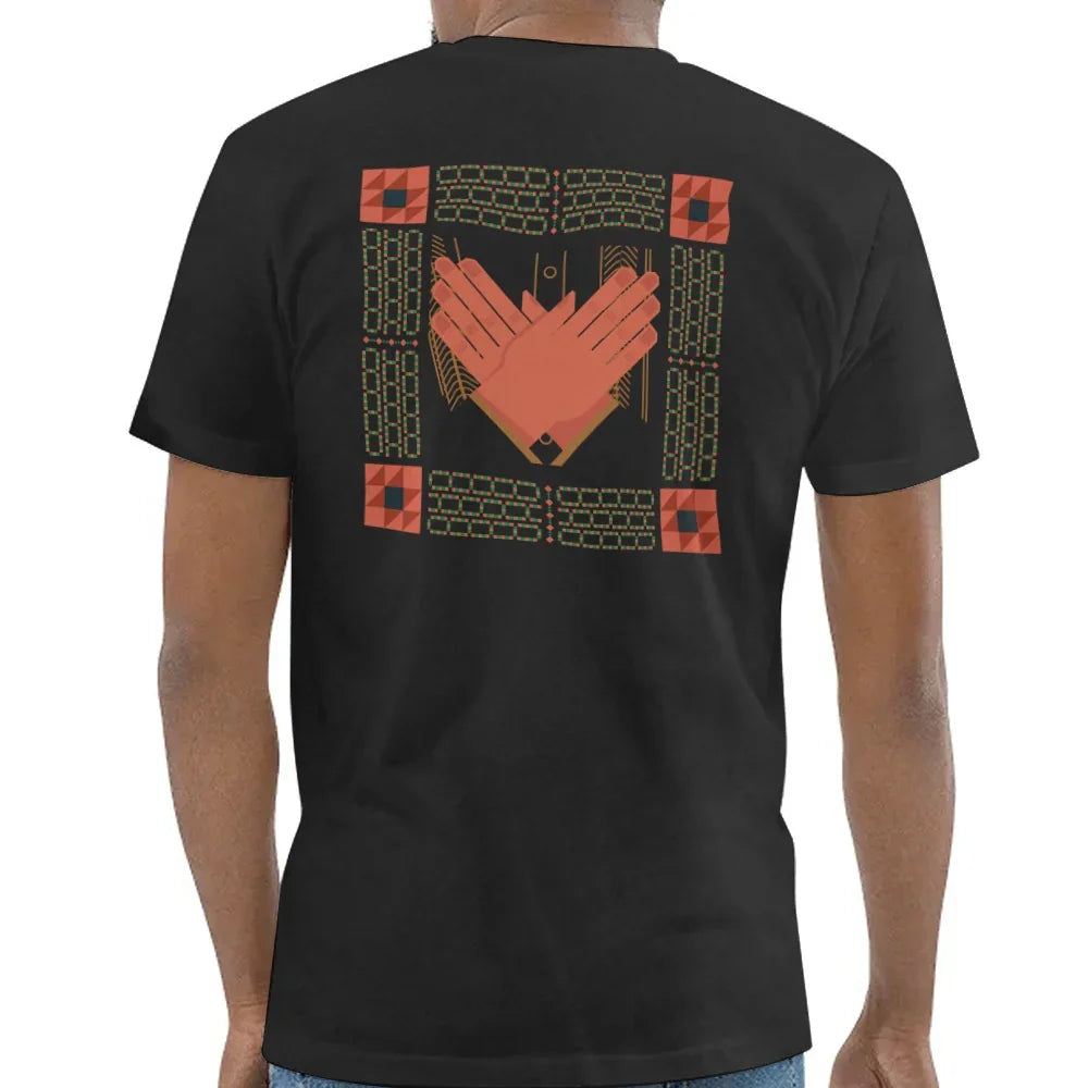 Unique graphic patterned black t-shirt product