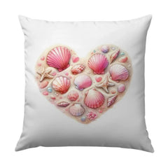 Seashell Heart Pillow, Beach House Decor, Coastal Throw Pillow, Ocean Lover Gift, Nautical Home Decor, Beach Theme Pillow - Tawshia