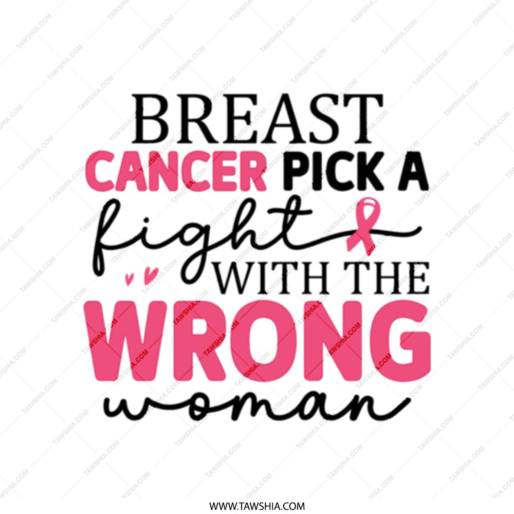 Breast Cancer Tote Bag, Pick a Fight Design, Wrong Woman Tote, Survivor Gift, Awareness Ribbon Bag, Empowering Tote Bag, Gift for Her - Tawshia