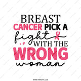 Breast Cancer Tote Bag, Pick a Fight Design, Wrong Woman Tote, Survivor Gift, Awareness Ribbon Bag, Empowering Tote Bag, Gift for Her - Tawshia